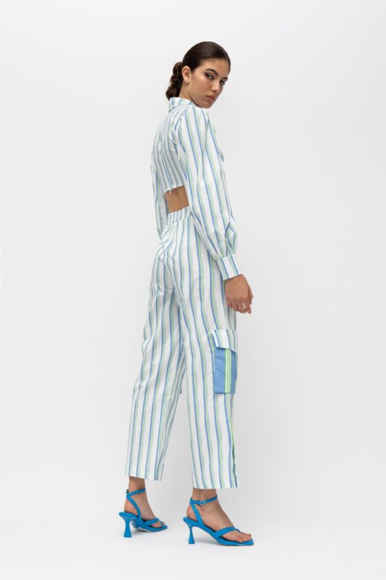 Kea Blue Stripes Crop Shirt - Image 5