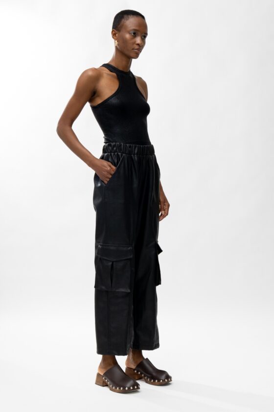 Gaia Black Leather Pants - Image 2