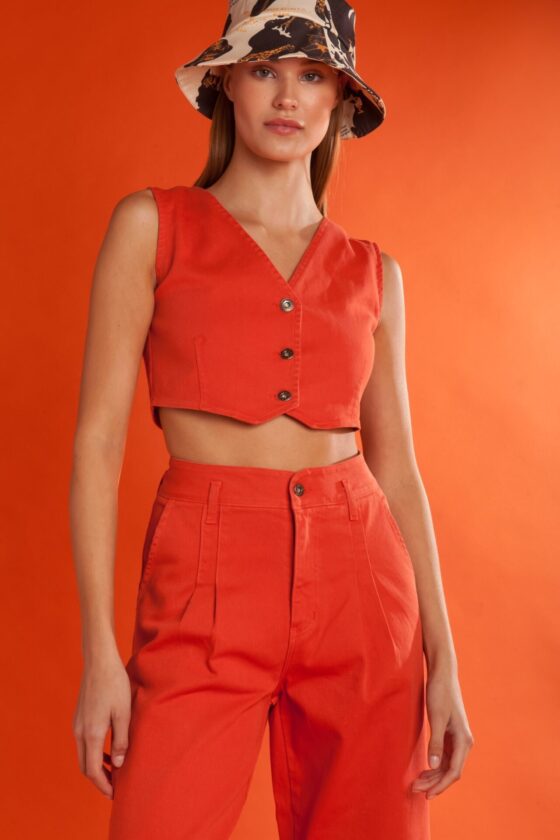 Lalu Terracotta Denim Vest