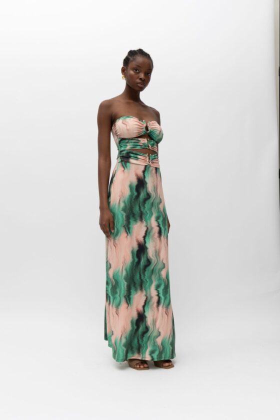 Jacinta Green Pink Dress - Image 3